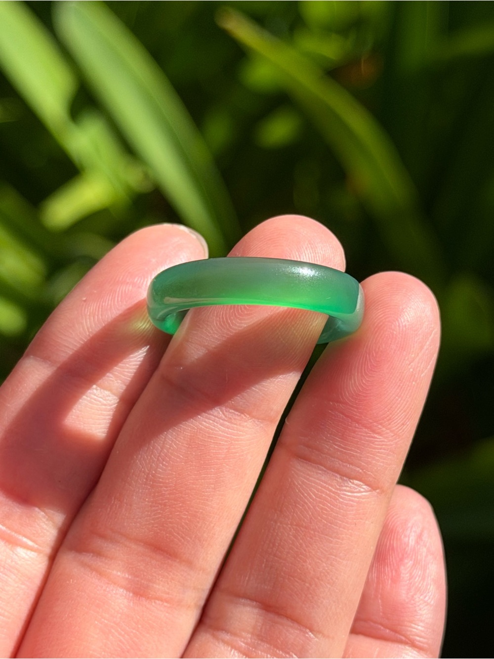 SIZE 9 Translucent Green Agate Ring 2597 - Picture 3 of 7